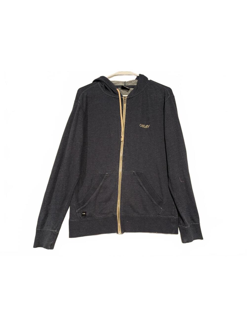 Oakley Blue Long Sleeve Regular Fit Zip-Up Hoodie Mens Small